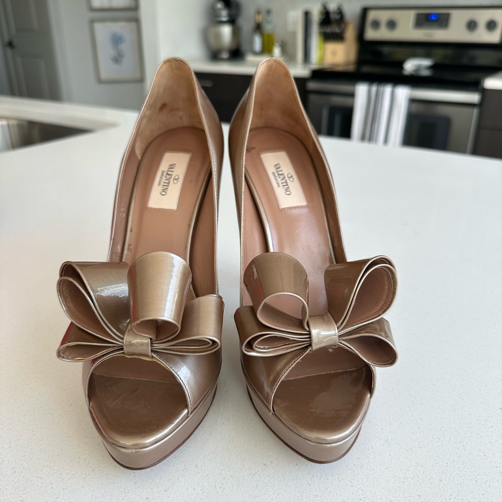 Valentino Women's Tan Peep-Toe Heels